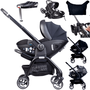 For Your Little One Qubi Infant Car Seat & Stroller 7 Piece Bundle - Eclipse Black - For Your Little One