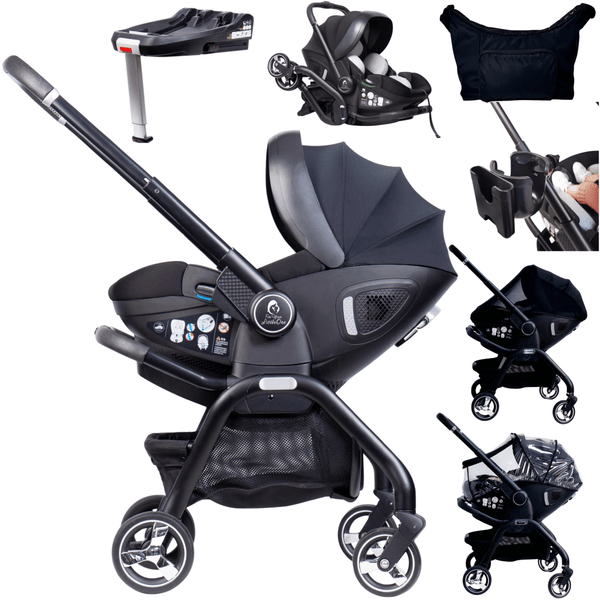 For Your Little One Qubi Infant Car Seat & Stroller 7 Piece Bundle - Eclipse Black - For Your Little One