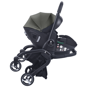 For Your Little One Qubi Infant Car Seat & Stroller 7 Piece Bundle - Olive Grey - For Your Little One