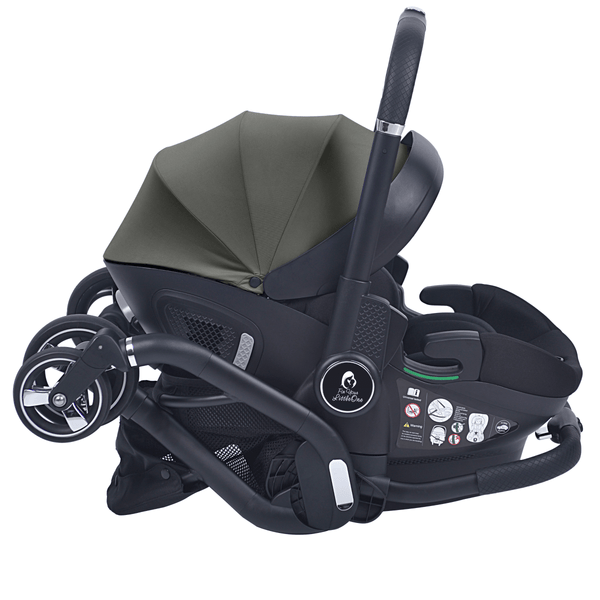 For Your Little One Qubi Infant Car Seat & Stroller 7 Piece Bundle - Olive Grey - For Your Little One