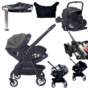 For Your Little One Qubi Infant Car Seat & Stroller 7 Piece Bundle - Olive Grey - For Your Little One