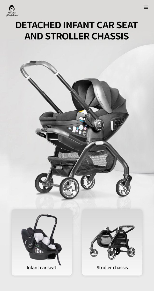 For Your Little One Qubi Infant Car Seat & Stroller & Base - Eclipse Black - For Your Little One