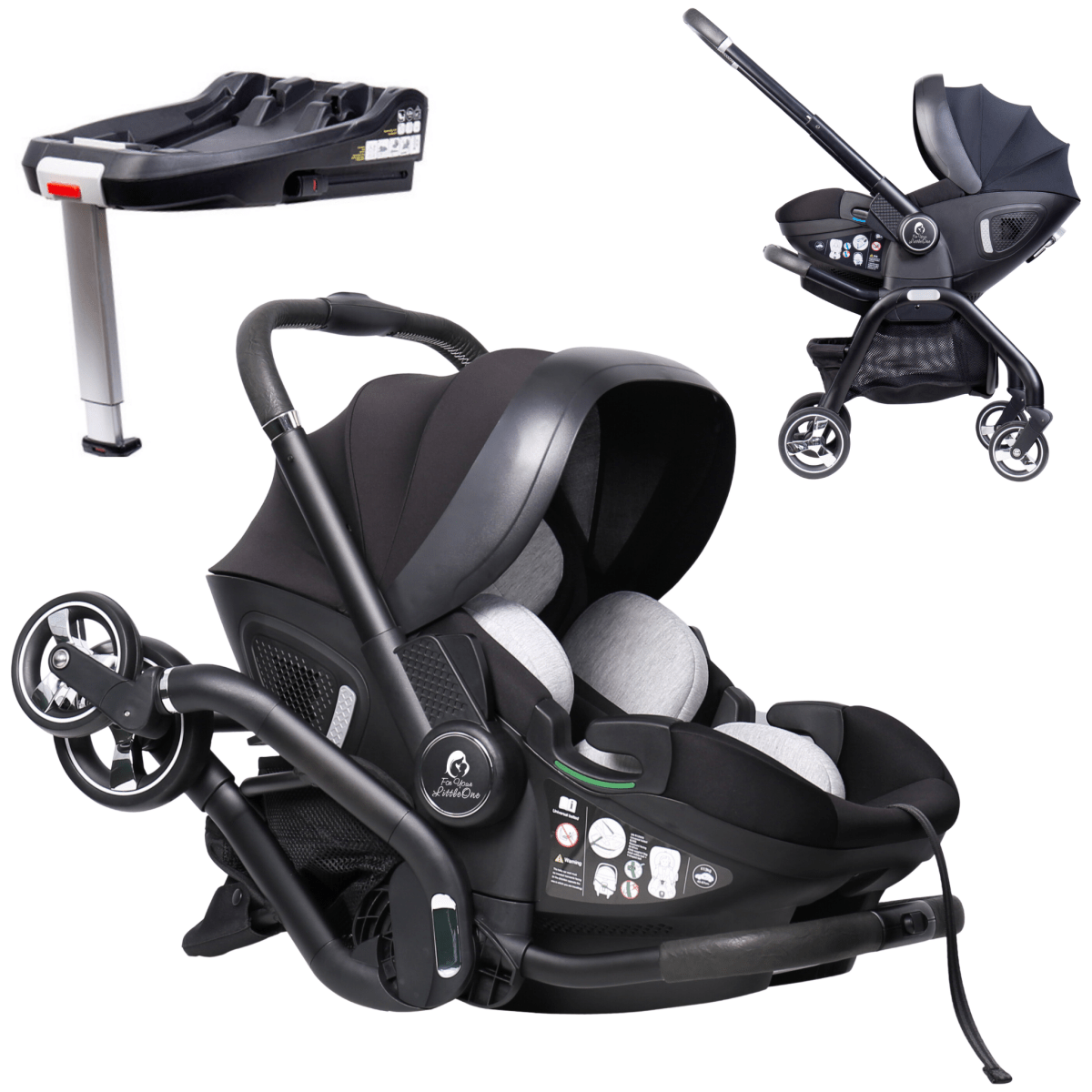For Your Little One Qubi Infant Car Seat & Stroller & Base - Eclipse Black - For Your Little One