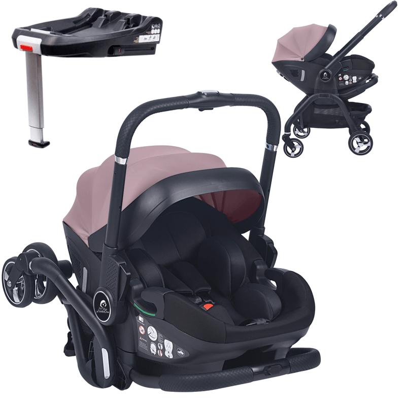 For Your Little One Qubi Infant Car Seat Stroller & Base - Pastel Pink