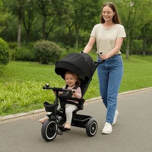hauck learning trike 6-in-1 Trike V3 Black | Parent Push Trike 9 Months - 5 Years