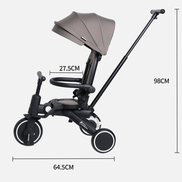 Foryourlittleone Xplor 6 in 1 Foldable Trike - Grey Olive (10m - 5y) - For Your Little One