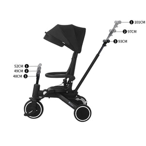 Foryourlittleone Xplor 6 in 1 Foldable Trike - Jet Black (10m - 5y) - For Your Little One