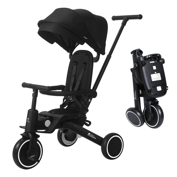 Foryourlittleone Xplor 6 in 1 Foldable Trike - Jet Black (10m - 5y) - For Your Little One