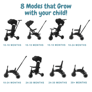Foryourlittleone Xplor Foldable Trike - Jet Black (2025) - Clearance "Grade A Return" - For Your Little One