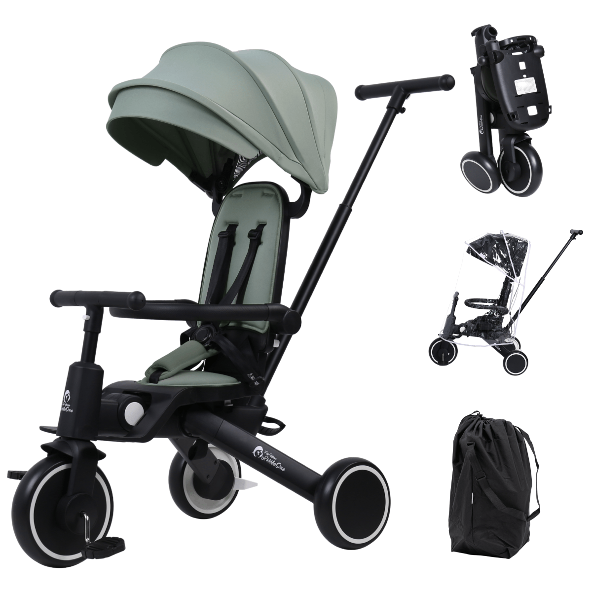 Foryourlittleone Xplor Plus 6 in 1 Foldable Trike - Green (10m - 5y) - For Your Little One