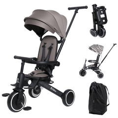 Foryourlittleone Xplor Plus 6 in 1 Foldable Trike - Grey Olive (10m - 5y) - For Your Little One