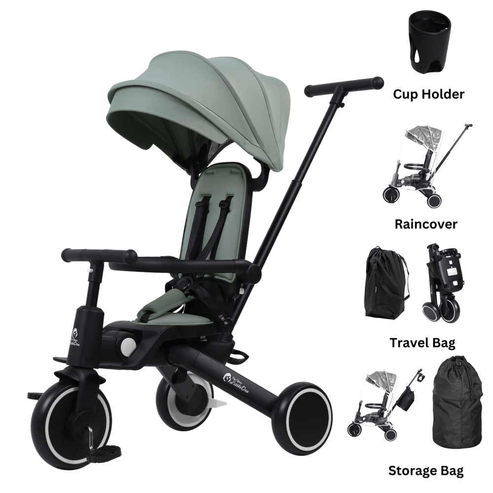 Foryourlittleone Xplor Ultimate 6 in 1 Foldable Trike - Green (10m - 5y) - For Your Little One