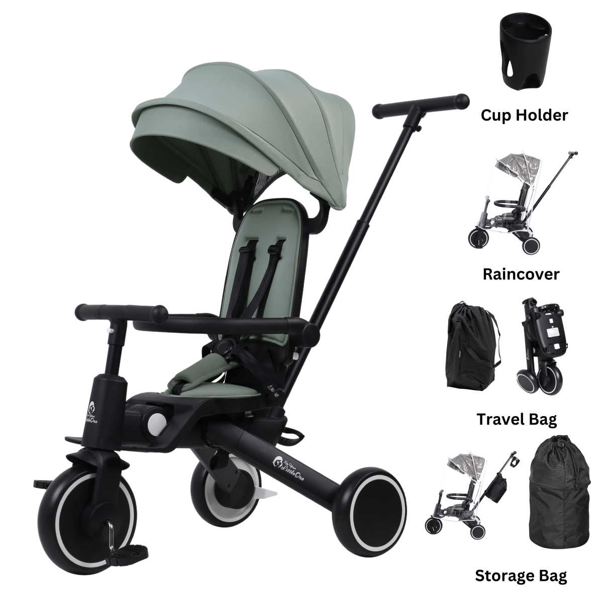 Foryourlittleone Xplor Ultimate 6 in 1 Foldable Trike - Green (10m - 5y) - For Your Little One