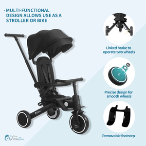Foryourlittleone Xplor Ultimate 6 in 1 Foldable Trike - Jet Black (10m - 5y) - For Your Little One