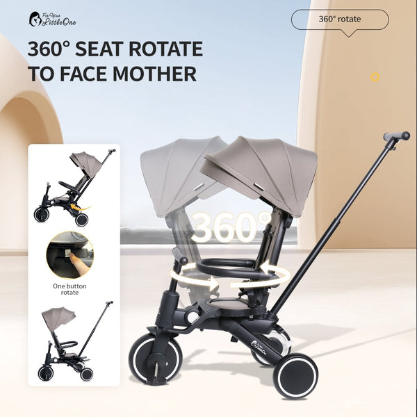 Foryourlittleone Xplor Ultimate 6 in 1 Foldable Trike - Jet Black (10m - 5y) - For Your Little One