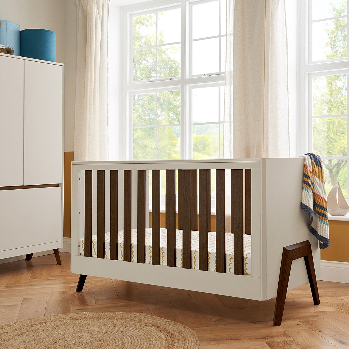 Tutti Bambini Fuori Cot Bed - Warm Walnut/White Sand -  | For Your Little One