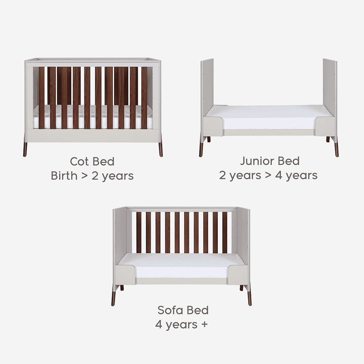 Tutti Bambini Fuori Mini Cot Bed - Warm Walnut/White Sand -  | For Your Little One