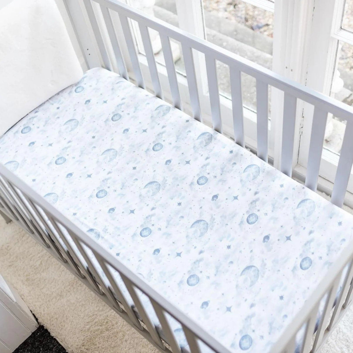 Gilded Bird Night Sky Grey Fitted Cot Sheet - For Your Little One
