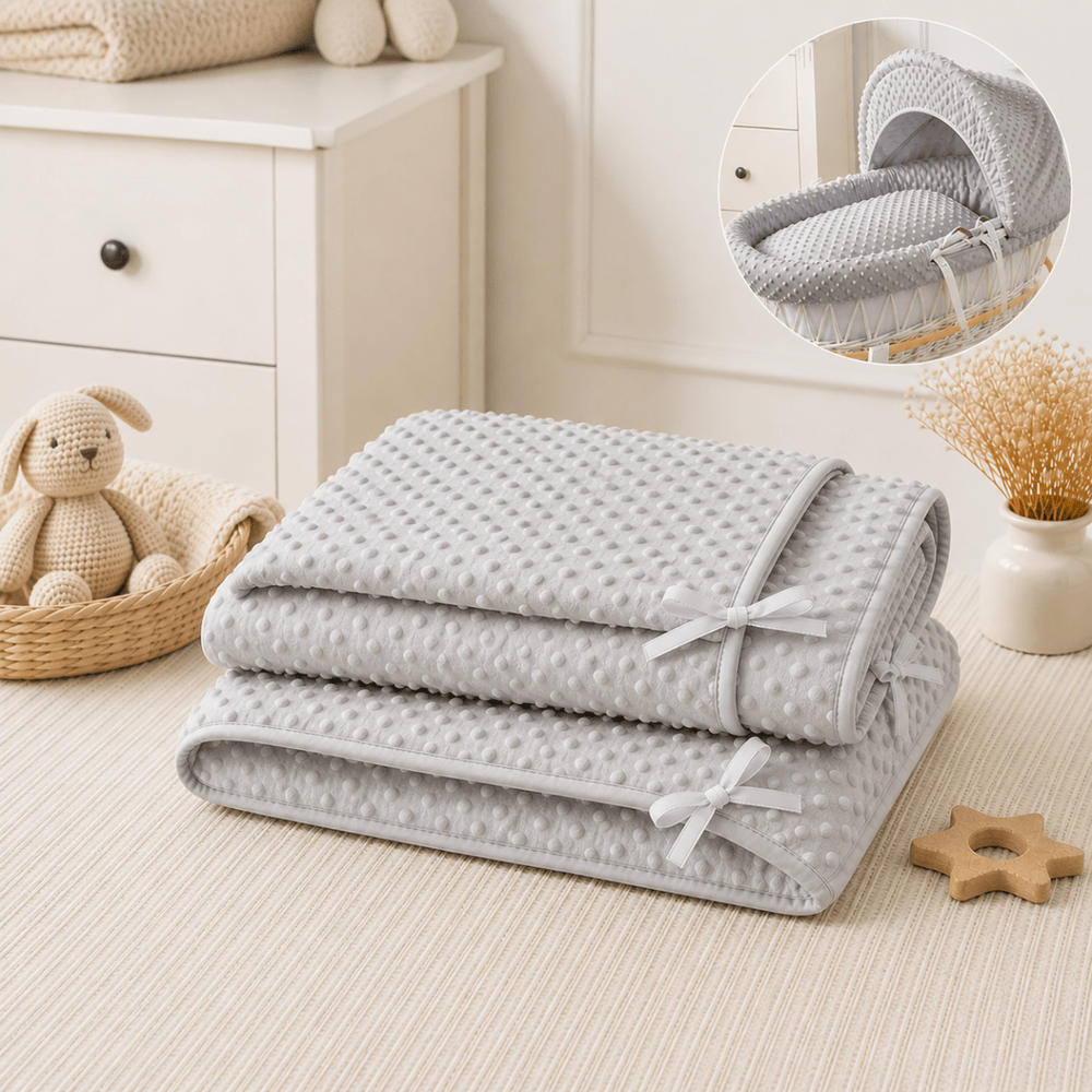Grey Dimple Moses Basket Bedding Set - For Your Little One