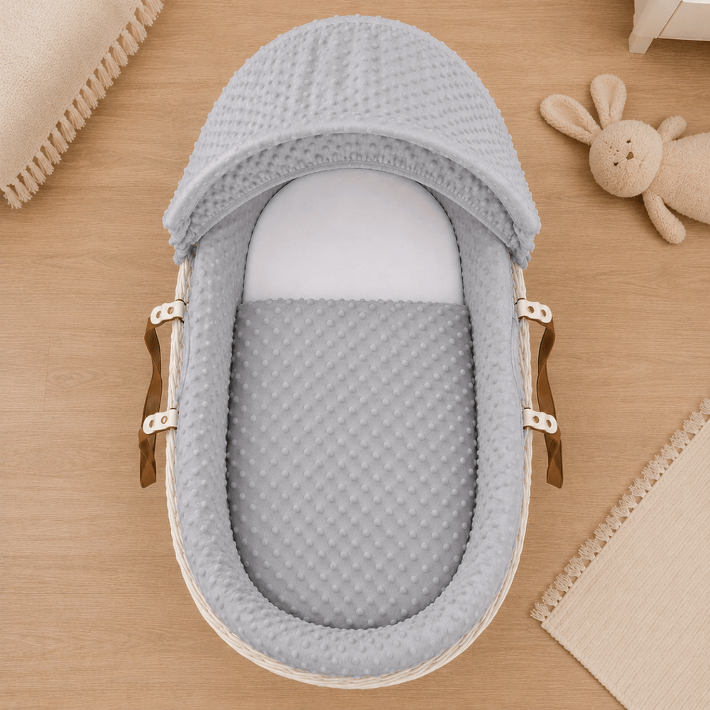 Grey Dimple Moses Basket Bedding Set - For Your Little One