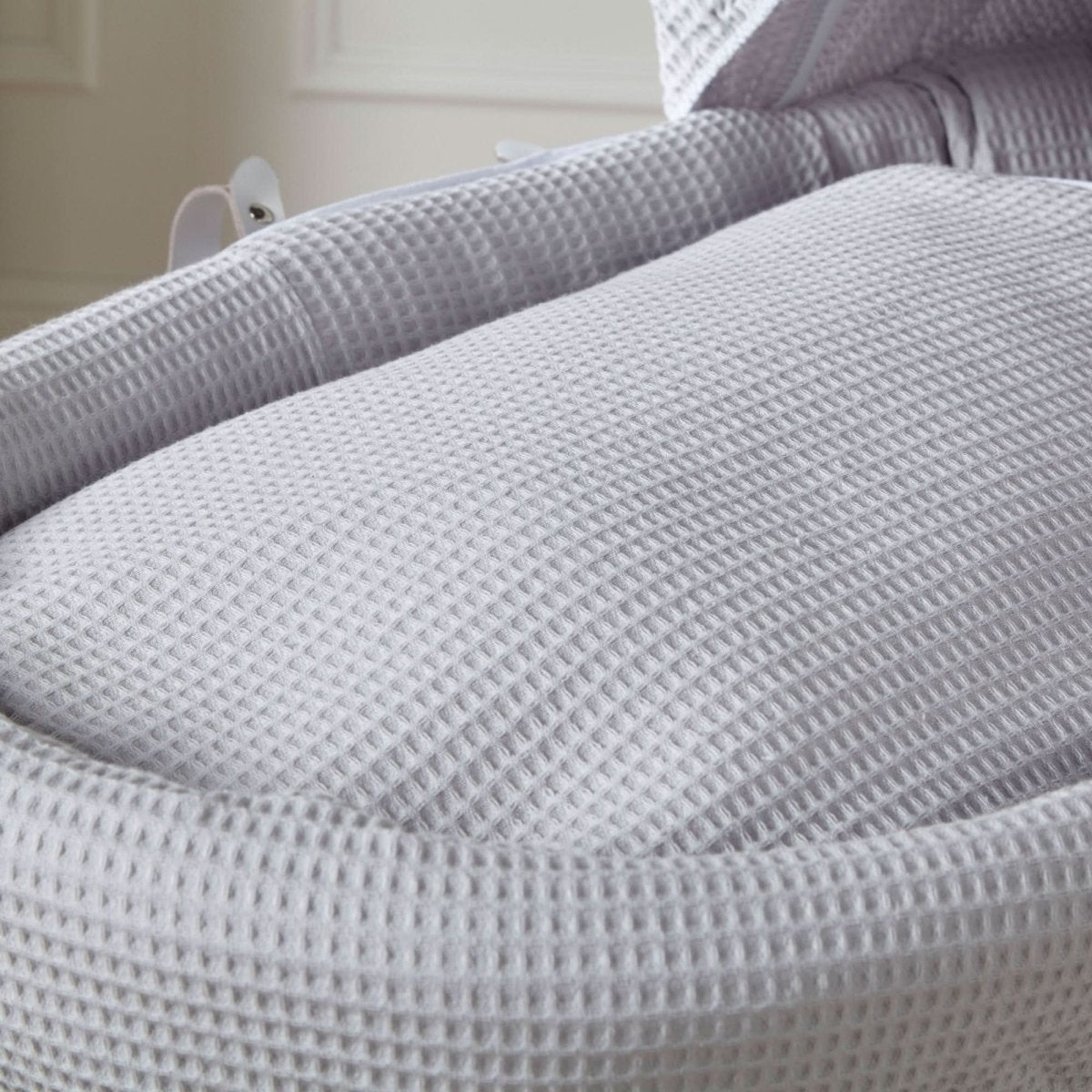 Grey Waffle Grey Wicker Baby Moses Basket With Stand - For Your Little One