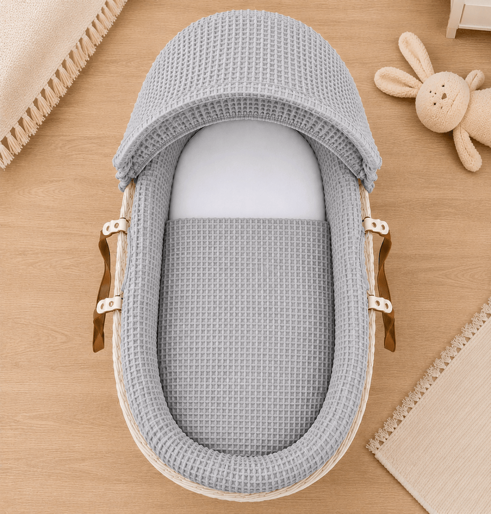 Grey Waffle Moses Basket Bedding Set - For Your Little One