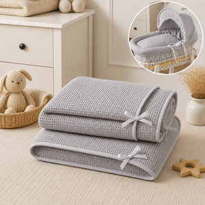 Grey Waffle Moses Basket Bedding Set - For Your Little One