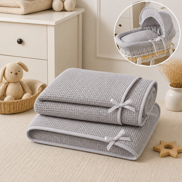 Grey Waffle Moses Basket Bedding Set - For Your Little One