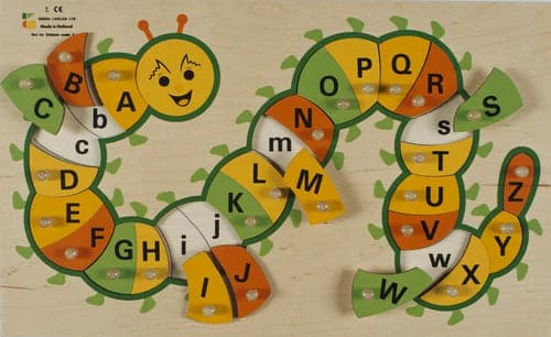 Halilit Doron Layeled ABC Caterpillar Wooden Peg Puzzle