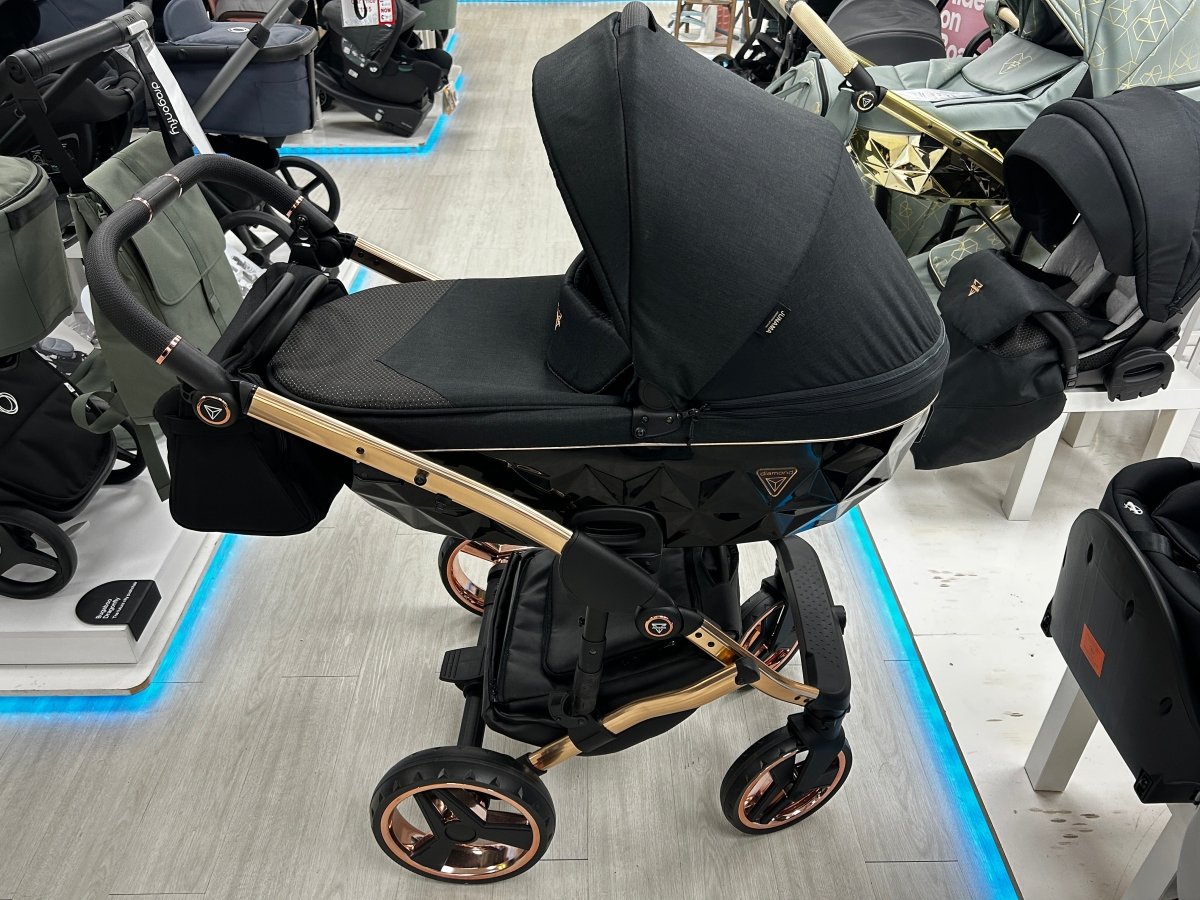 Junama Diamond S Line 2 in 1 Pram – Black And Rose Gold (Showroom Display) (Clearance) - For Your Little One