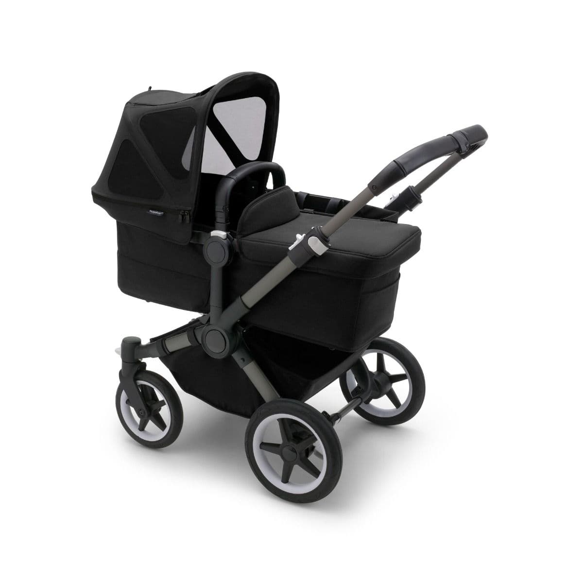 Stroller with store large sun canopy