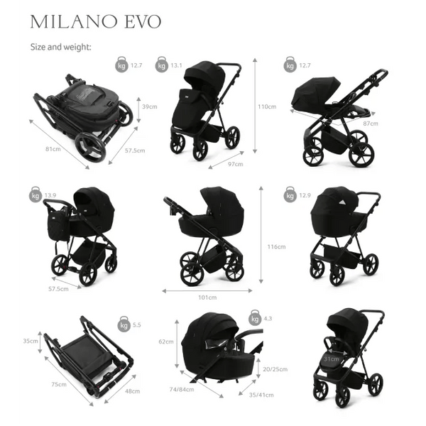 Mee - Go 3 in 1 Travel System Milano Evo - Abstract Black - For Your Little One