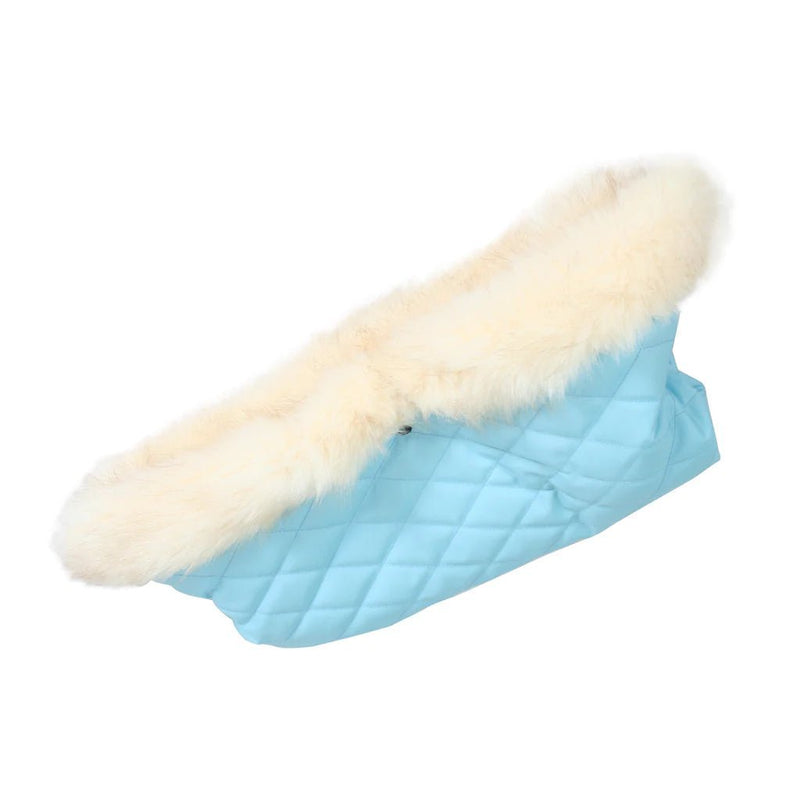 My Babiie Fur Trimmed Baby Blue Pushchair Handmuff-Clearance