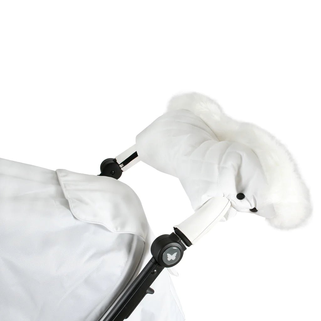 My Babiie Fur Trimmed White Pushchair Handmuff - For Your Little One