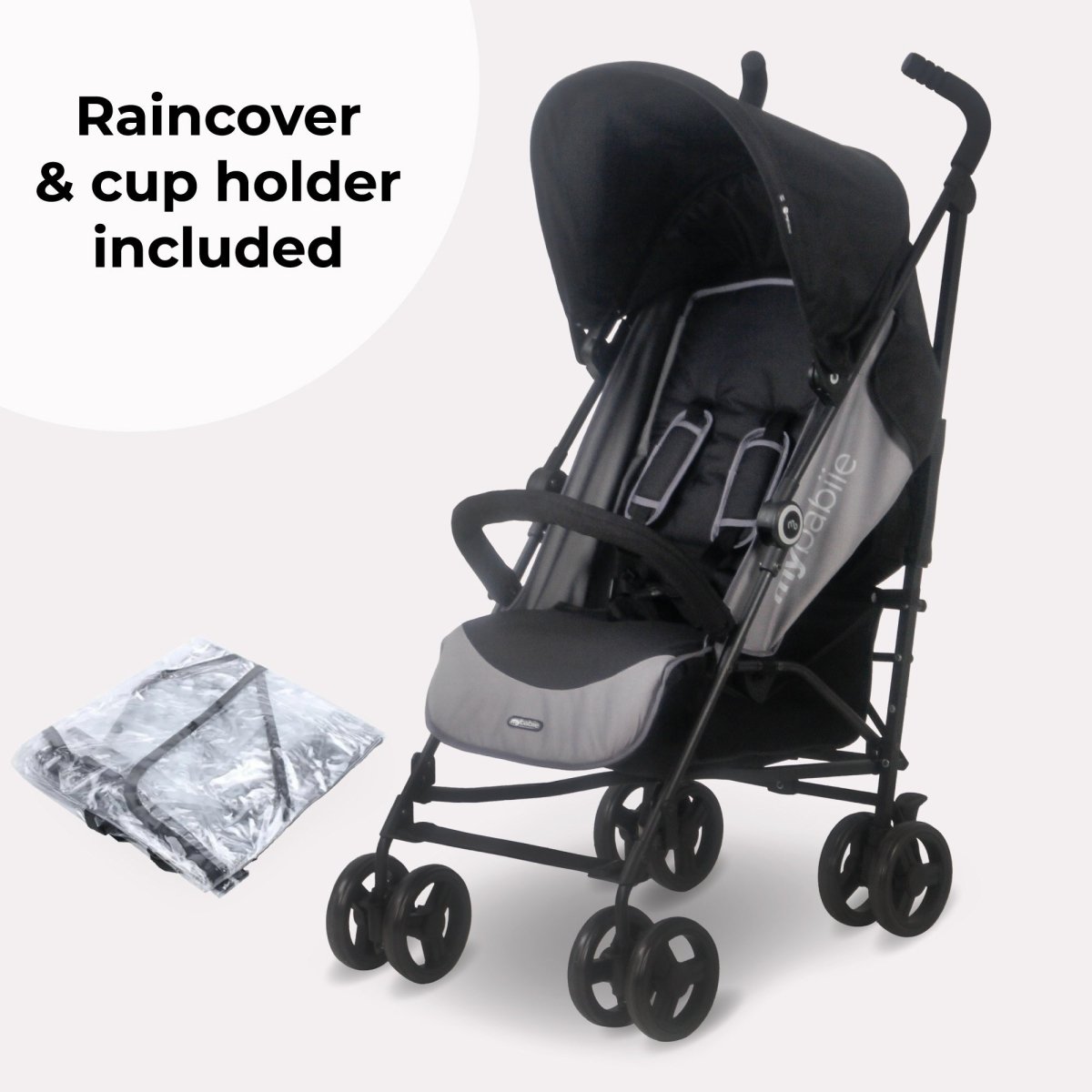 My Babiie MB02 Plus Lightweight Stroller - Black and Grey - For Your Little One