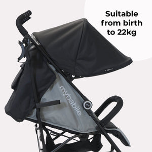 My Babiie MB02 Plus Lightweight Stroller - Black and Grey - For Your Little One