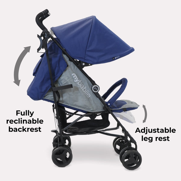 My Babiie MB02 Plus Lightweight Stroller - Blue and Grey - For Your Little One