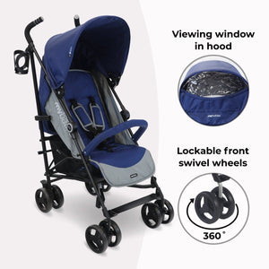 My Babiie MB02 Plus Lightweight Stroller - Blue and Grey - For Your Little One
