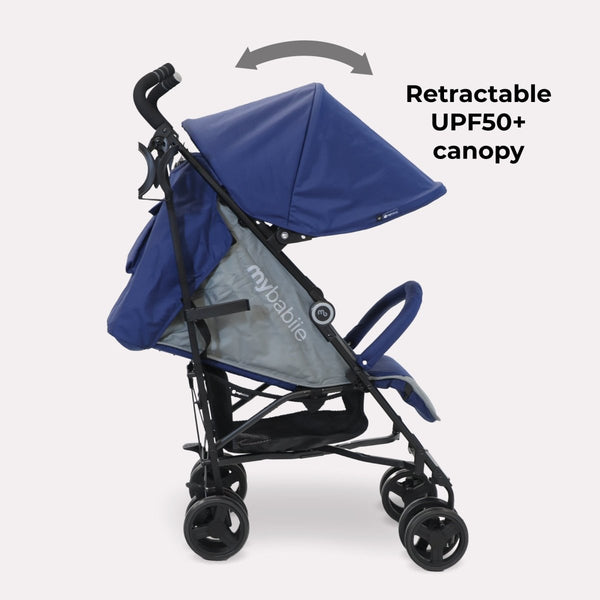 My Babiie MB02 Plus Lightweight Stroller - Blue and Grey - For Your Little One