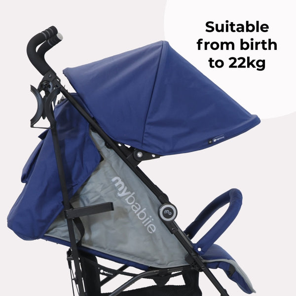 My Babiie MB02 Plus Lightweight Stroller - Blue and Grey - For Your Little One