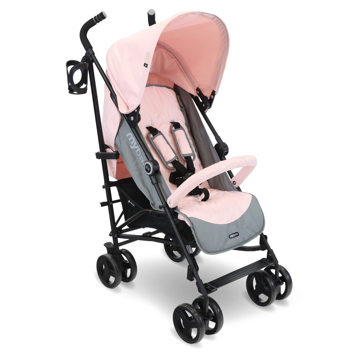 My Babiie MB02 Plus Lightweight Stroller - Pink and Grey - For Your Little One