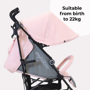My Babiie MB02 Plus Lightweight Stroller - Pink and Grey - For Your Little One