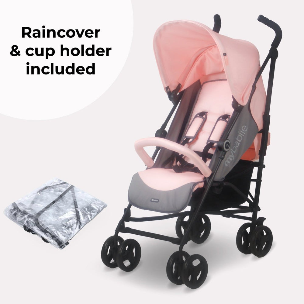 My Babiie MB02 Plus Lightweight Stroller - Pink and Grey - For Your Little One