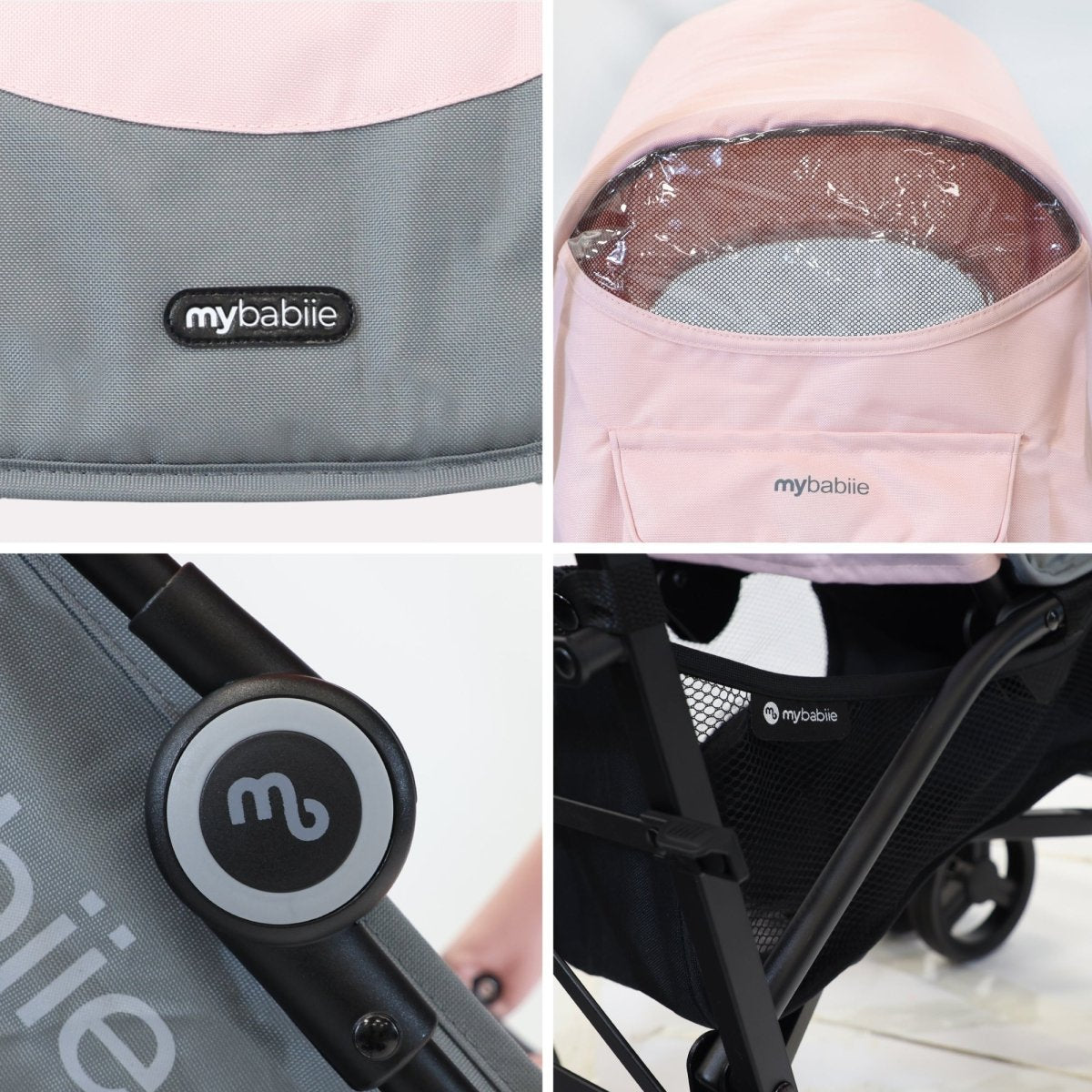 My Babiie MB02 Plus Lightweight Stroller - Pink and Grey - For Your Little One