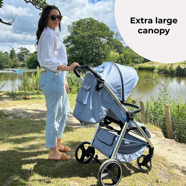 My Babiie MB160 Plus Pushchair - Blue Plaid - For Your Little One