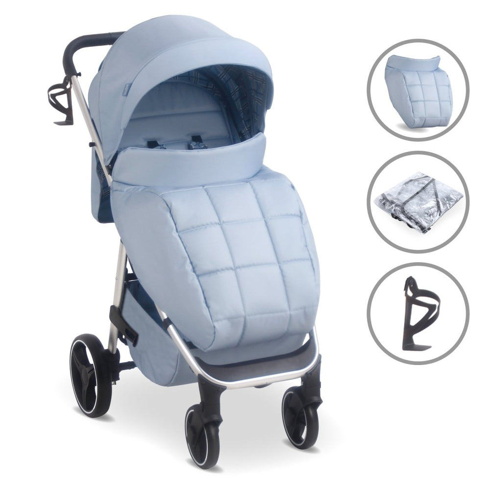 My Babiie MB160 Plus Pushchair - Blue Plaid - For Your Little One