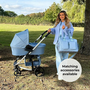 My Babiie MB200i 3 - in - 1 Travel System - Dani Dyer Blue Plaid - For Your Little One