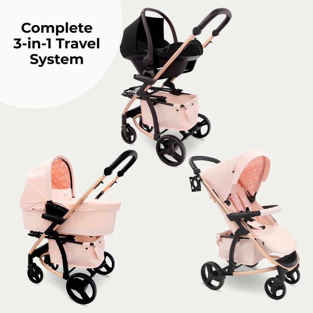 My Babiie MB200i 3 - in - 1 Travel System - Pink Plaid - For Your Little One