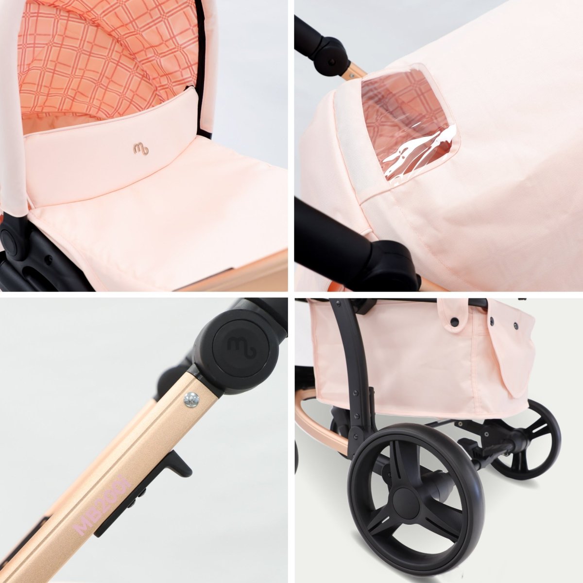 My Babiie MB200i 3 - in - 1 Travel System - Pink Plaid - For Your Little One
