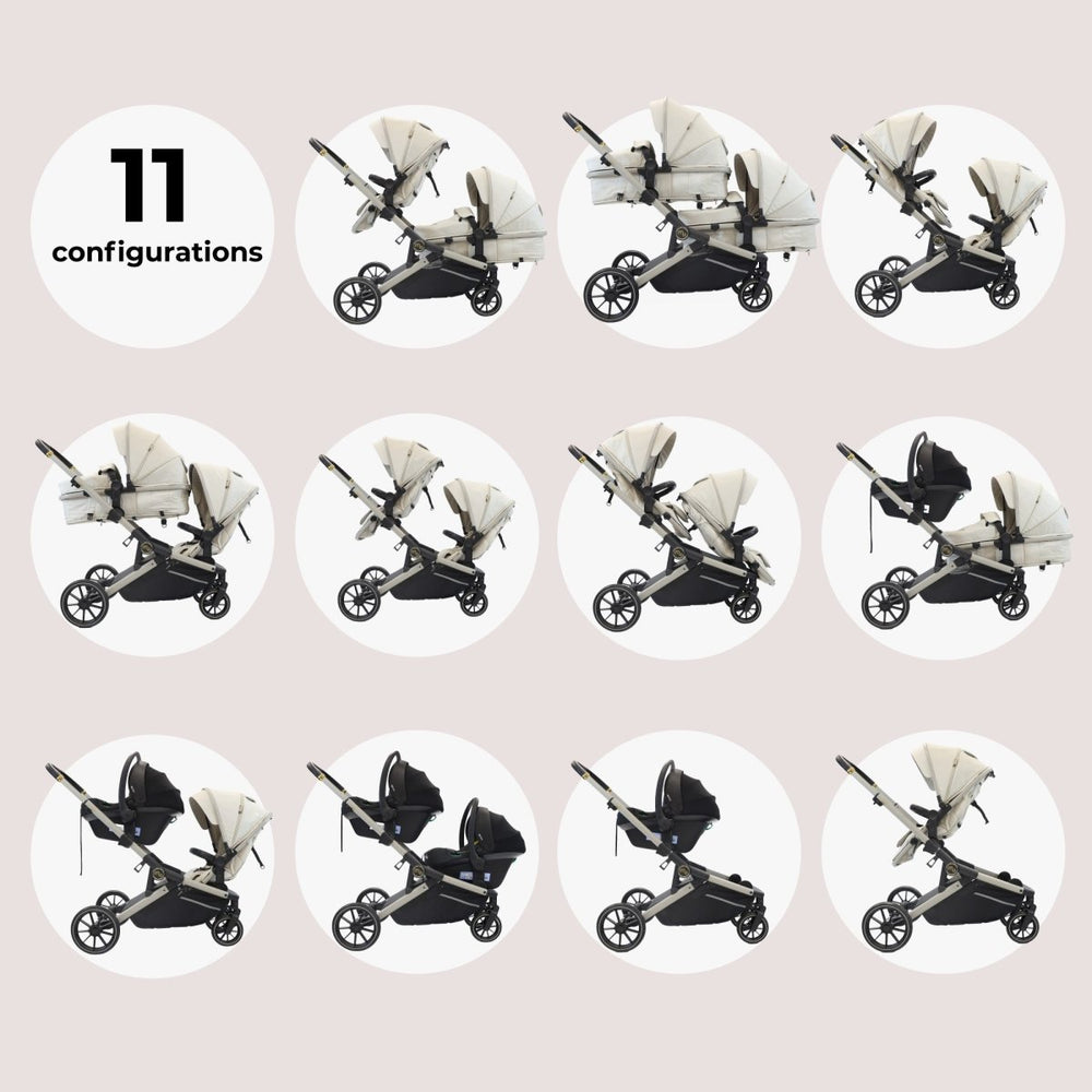 My Babiie MB33 Tandem Double Pushchair - Ivory - For Your Little One